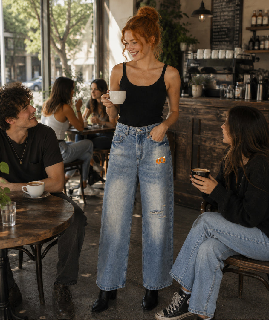 Vintage Wash Distressed Denim Jeans