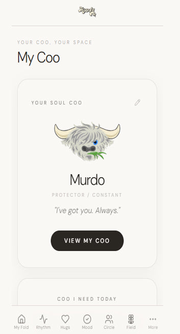 MoodyCoo app shown on iPhone