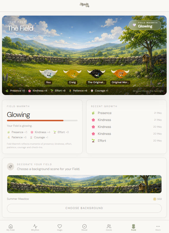 MoodyCoo app shown on iPad